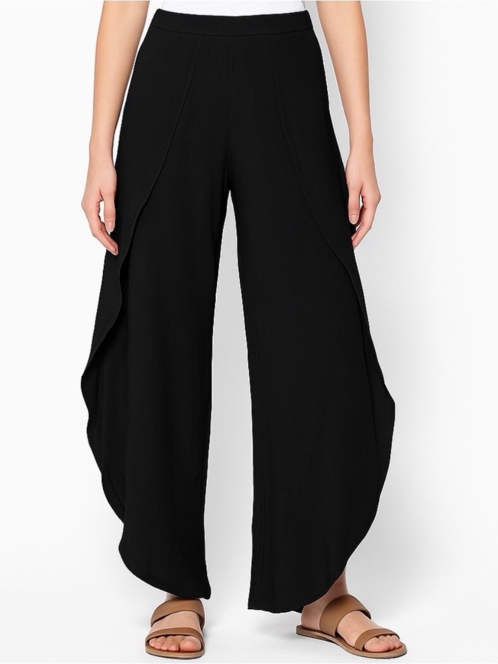 Abbeline Black  Split Leg Flowy Wide Leg Pants Boho chic Women size M/L